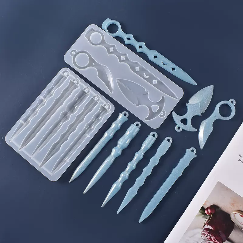 DIY滴胶防身武器硅胶模具自卫防御工具匕手饰品钥匙扣挂件模具
