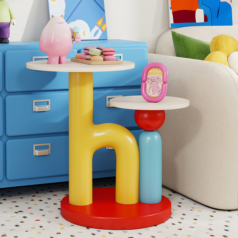 Dopamine Double Tray Side Table Decoration Living Room Sofa Side Creative Storage Rack Small Apartment Cream Style Coffee Table