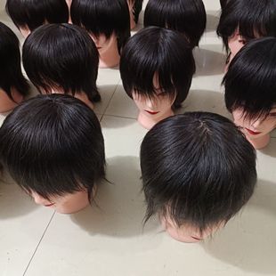 Short Hair Head Mold Hairdressing Full Real Hair Head Mold Men's Oil Head Men's Barber Shop Mold Hand Training Clearance Men's Hair Head Mold