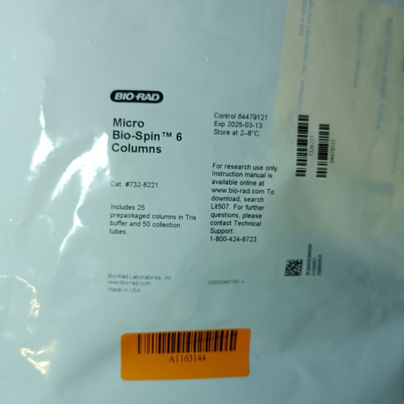 7326221伯乐Micro-Bio-Spin P-6凝胶柱Tris缓冲液Bio-Rad 25个/包