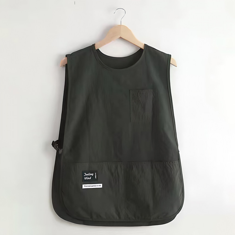 肩エプロン防水防油キッチン防汚通気飲食用作業服カスタムロゴ印字ウエストベスト|undefined