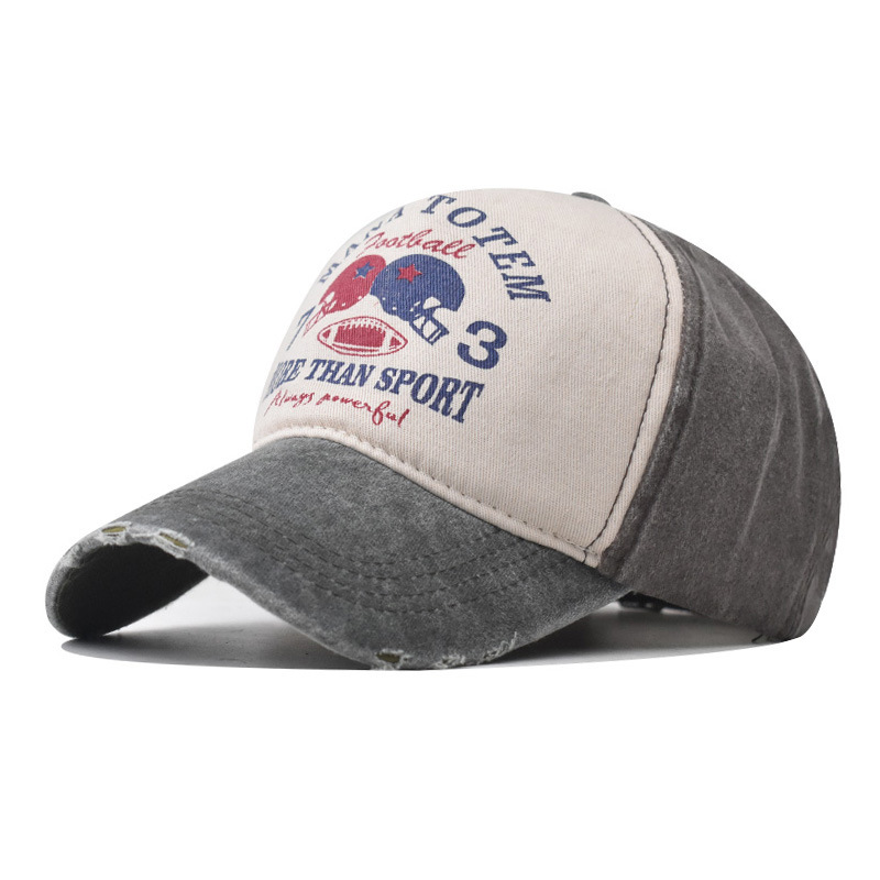 Comercio exterior nuevo Denim lavado apenada gorra de béisbol carta de impresión gorra de béisbol grande bordado hip hop sombrero casual cap