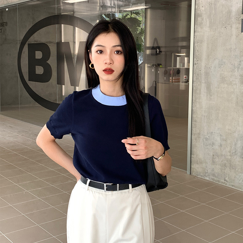 14-Gauge Alternative Combed Cotton Stretch Breathable Loose Casual Pullover Top 2026 Summer Women's Knitwear T-Shirt