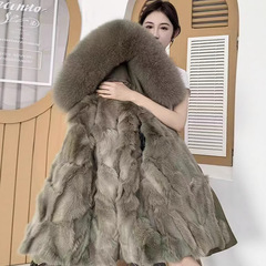 派克服女2025冬季新款狐狸毛皮草内胆可拆卸皮毛一体外套年轻款