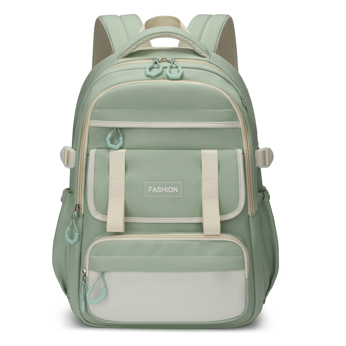 Mochila escolar 2024 mochila de estilo nuevo todo fósforo ocio para estudiantes de secundaria y preparatoria Mochila de viaje de color de contraste simple y de gran capacidad