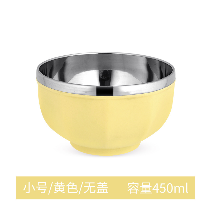 304 tazón de arroz de acero inoxidable de gran capacidad tazón de arroz kindergarten fábrica de aislamiento térmico tazón resistente a la caída de alto valor de color Estilo nórdico tazón