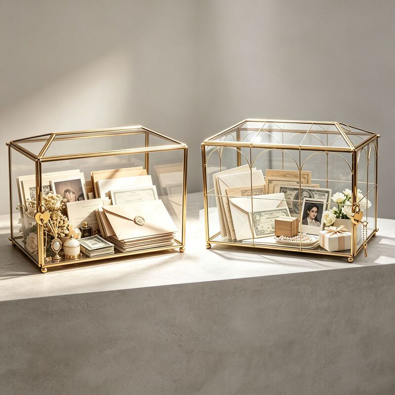 Simple transparent glass ballot box, blessing box for coming-of-age ceremonies, sign-in card box, jewelry storage for weddings and parties Simple transparent glass ballot box, blessing box for coming-of-age ceremonies, sign-in card box, jewelry storage for weddings and parties