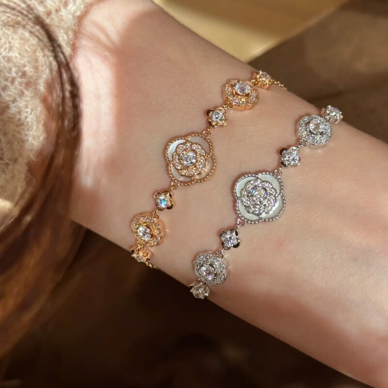 Versatile, Non-Fading, Light Luxury Mother-Of-Pearl Camellia·White Mother-Of-Pearl Pink Mother-Of-Pearl High-End Women's Bracelet
