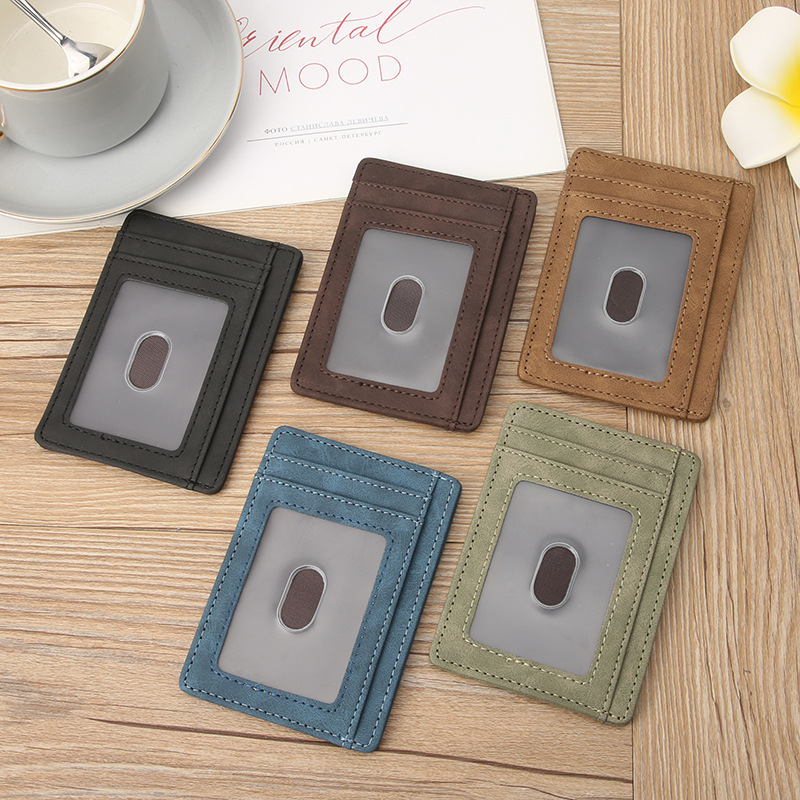 New Foreign Trade Pu Men's Card Holder, Crazy Horse Leather Coin Purse, Unisex Multifunctional Card Slot Wallet