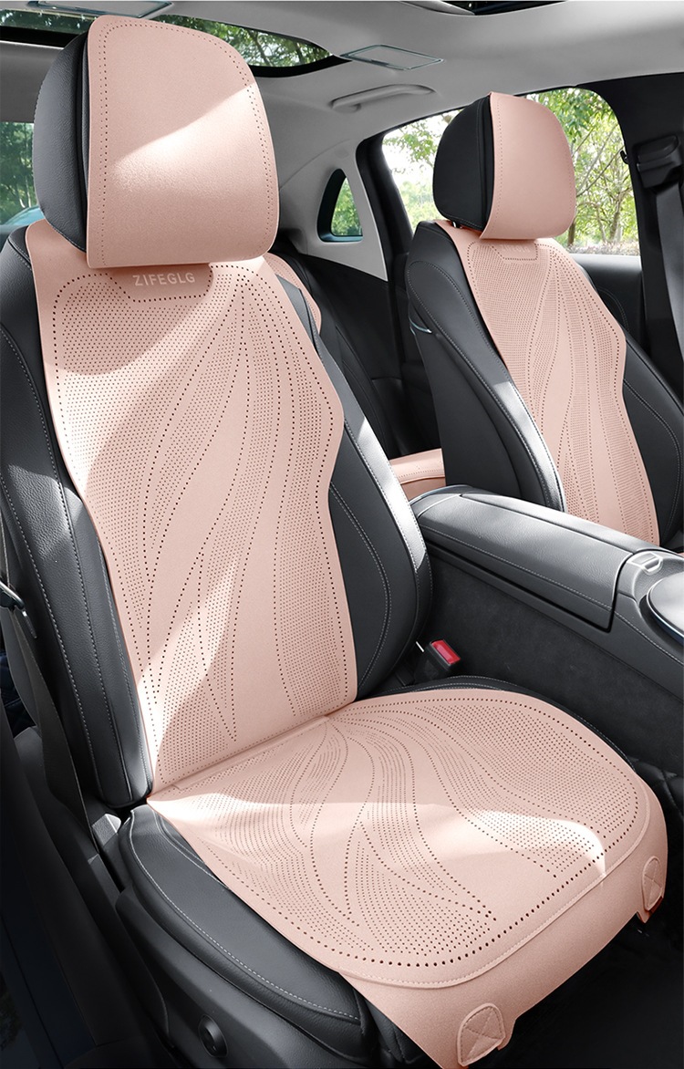 2026 Purple Wind Chime New Leaf Pattern Suede Car Seat Cushion MA10, Suitable for All Seasons