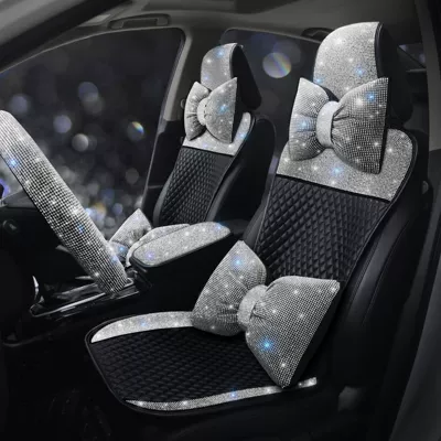 Universal Car Seat Cushion Leather Diamond-Encrusted Car Seat Cover Dropshipping Universal Model for All Seasons Cross-Border E-Commerce