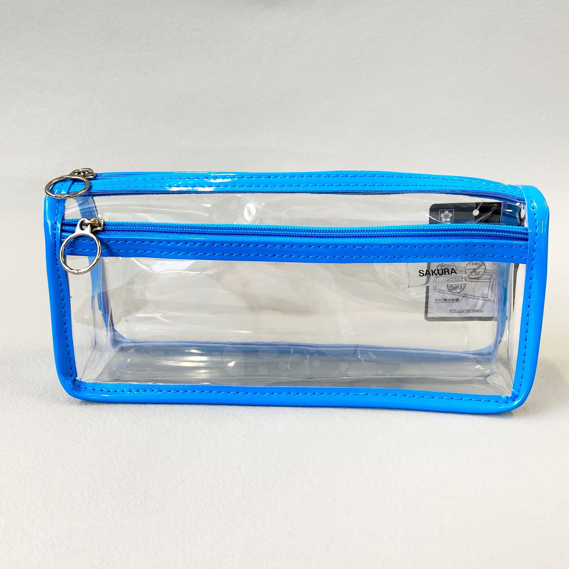 Japonés Sakura flor de cerezo transparente examen lápiz caso doble cremallera simple gran capacidad lápiz caso para hombres y mujeres estudiantes