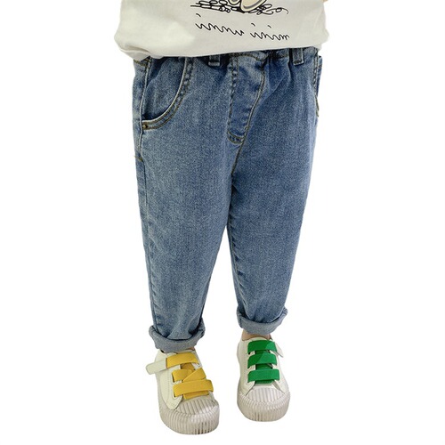  New Spring and Autumn Clothes for Girls and Baby Korean Style Pants Children's Loose Fashionable Style Jeans Wear Outer Pants
