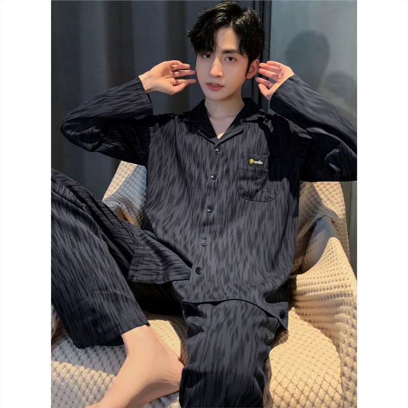 Мужская пижама 100% хлопчатобумажная мужская передний вид может носить повседневную одежду