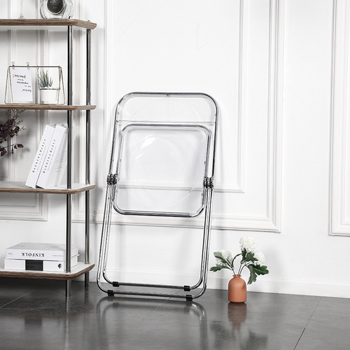 Nordic transparent folding chair plastic crystal negotiation chair stool simple modern acrylic backrest dining chair dropshipping