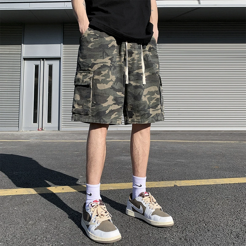 Летние шорты, camouflage тонкие брюки, американский стиль, oversize