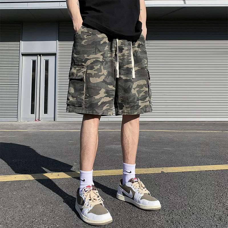 Летние шорты, camouflage тонкие брюки, американский стиль, oversize