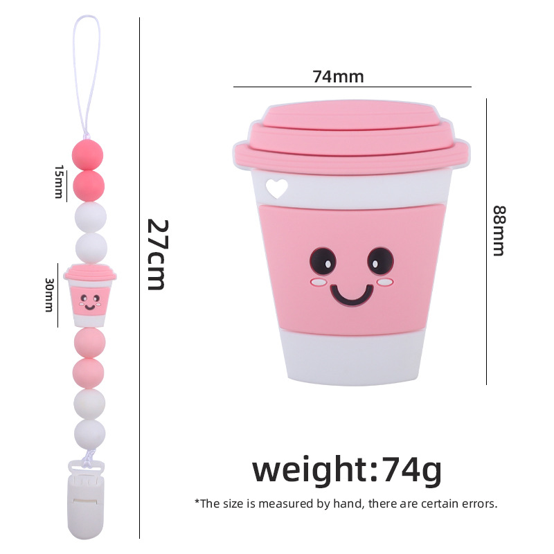 Nuevo bebé suministros de dibujos animados taza mordedor calmante bebé DIY silicona chupete cadena mordedura molar traje