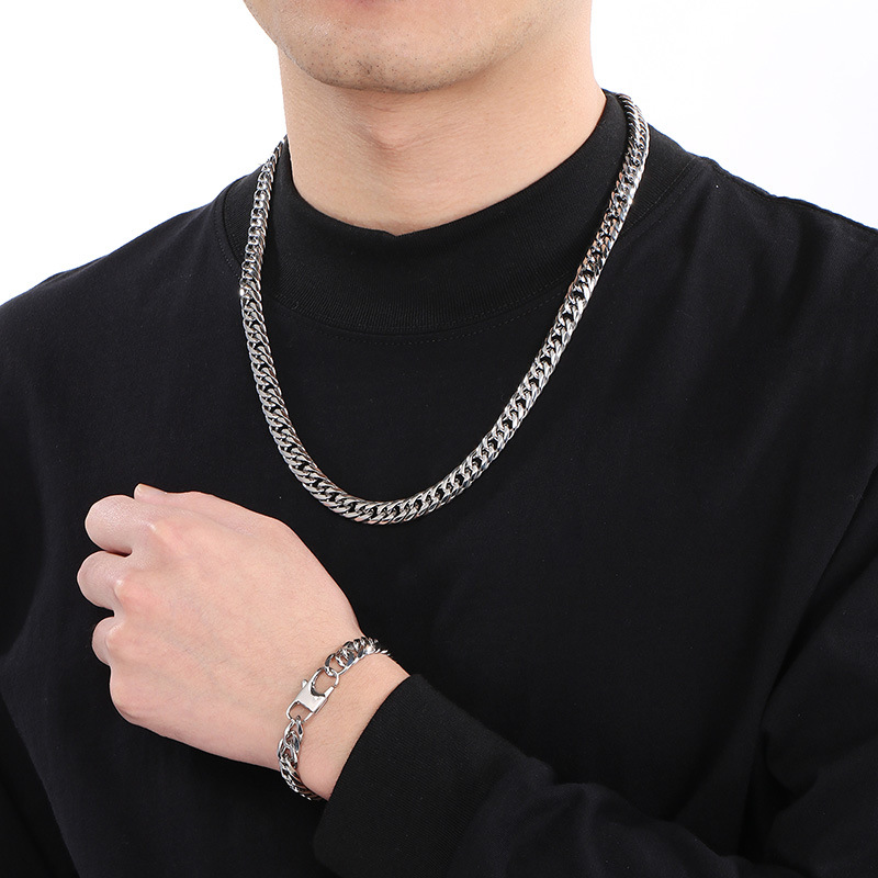 304 Stainless Steel Material Geometric Pattern Streetwear Geometric Titanium Steel Plating Unisex Chain Necklace Necklace Men Necklace Sets