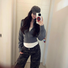 法式气质优雅立领针织长袖外套秋冬新款时尚收腰拉链短款外套潮