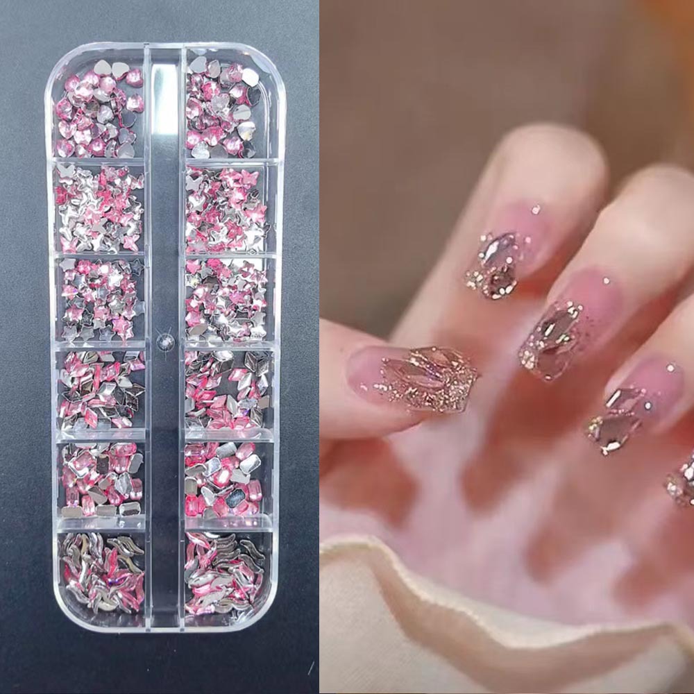Accesorios para uñas Mini diamantes para uñas Diamantes planos de forma especial Blanco rosa champán Accesorios para uñas súper brillantes