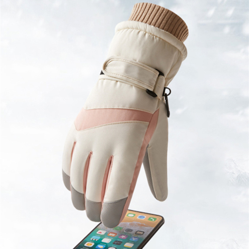 Men's and women's ski gloves winter outdoor riding electric bike with wool thickened anti-cold wind anti-water touch screen protective warm gloves_voghion.com