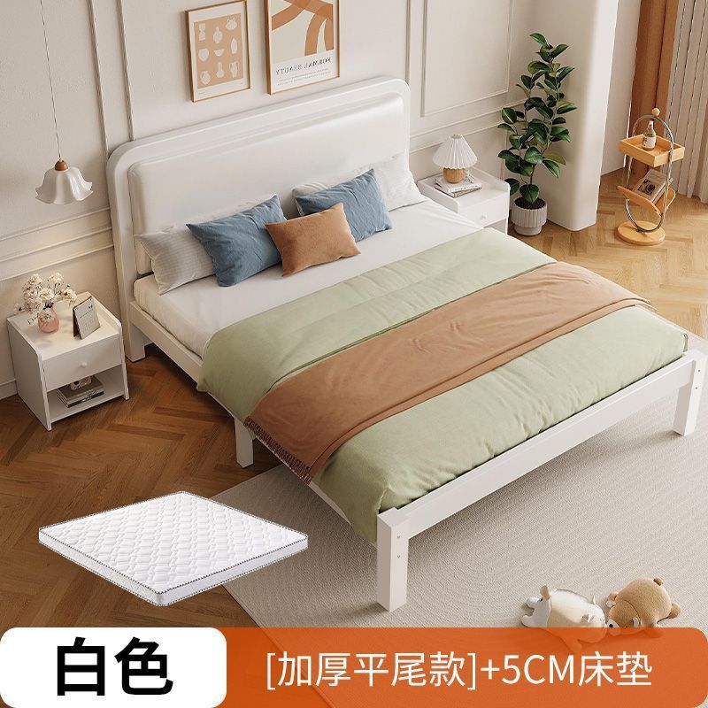 软包铁艺床落地双人床主卧简约轻奢宿舍出租屋单人床铁架床加固|undefined