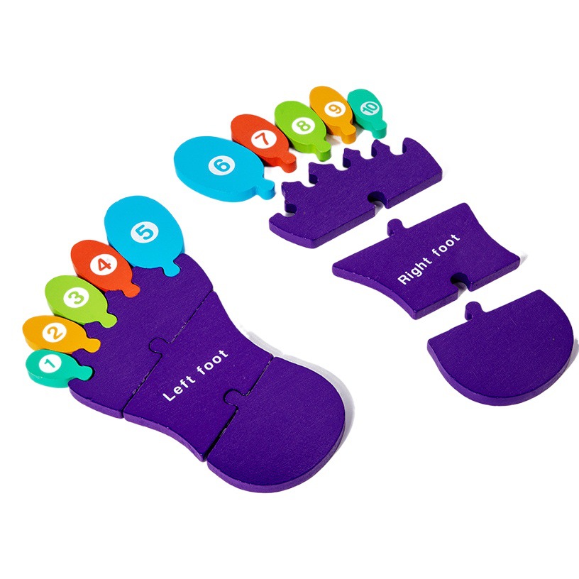 Transfronterizo de madera de mano y pie rompecabezas cognitivo Montessori material didáctico estructura corporal infantil inglés juguetes educativos cognitivos