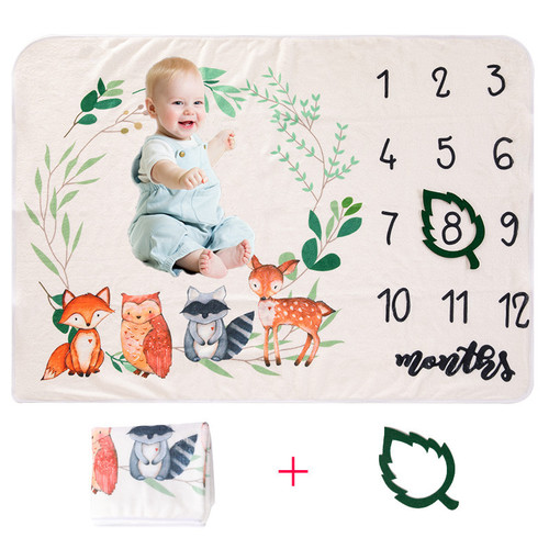 Baby Milestone Plaid Blanket with Frame for Baby Photography, Baby Growth Memory Blanket, Photo Prop