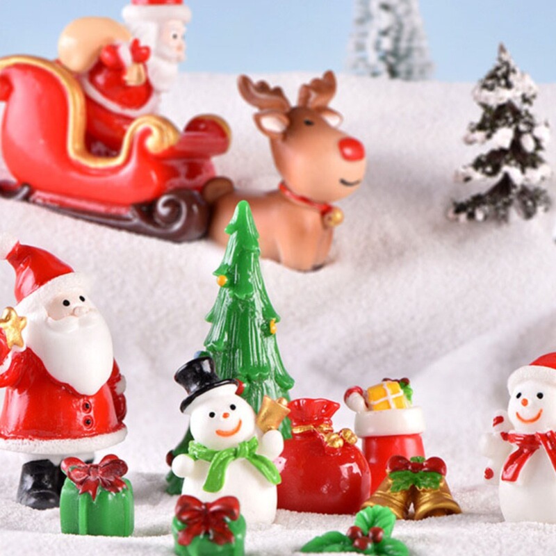 Christmas old man snowman sleigh micro landscape snow socks gift bell cake car ornaments