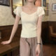 R17# summer Korean temperament French seagull collar color slim Andy velvet knitted short sleeve jacket women