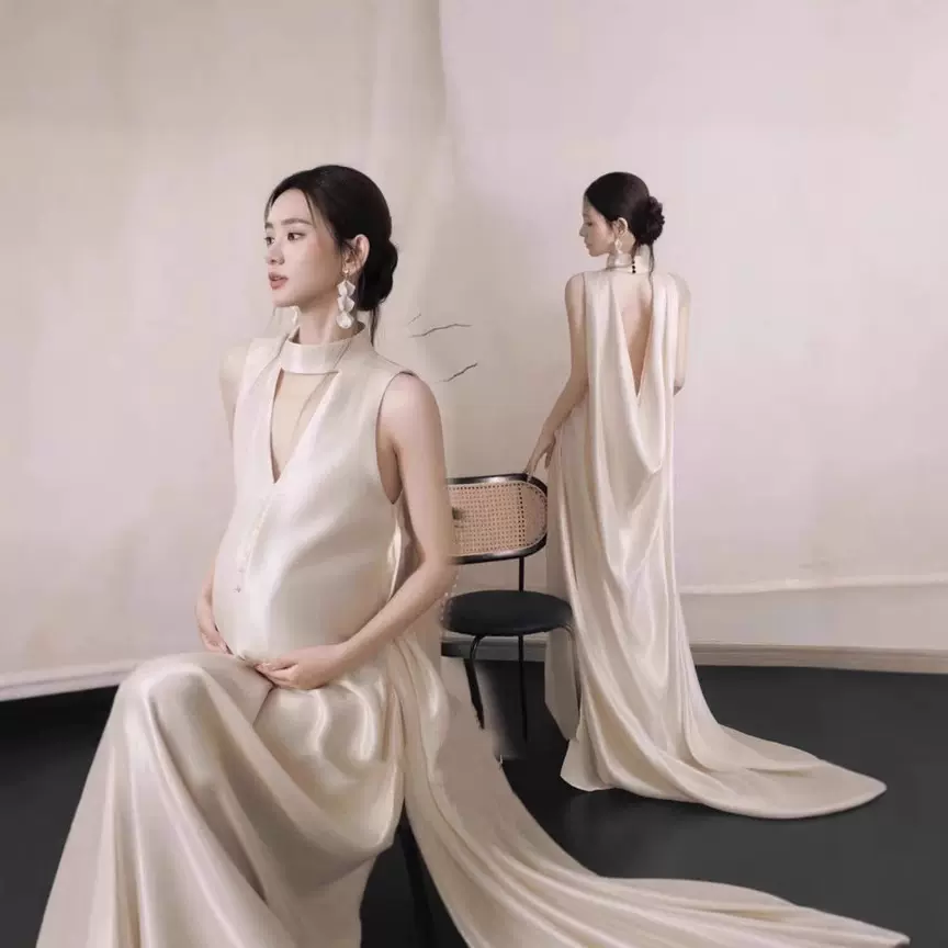 影楼新款孕妇照服装法式小清新唯美风孕妈咪室内写真大肚照在家拍