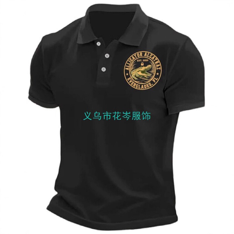 Golf Polo Shirt Cross-Border D Printed Polo Amazon Independent Station Hot Selling Popular Casual Crocodile Polo