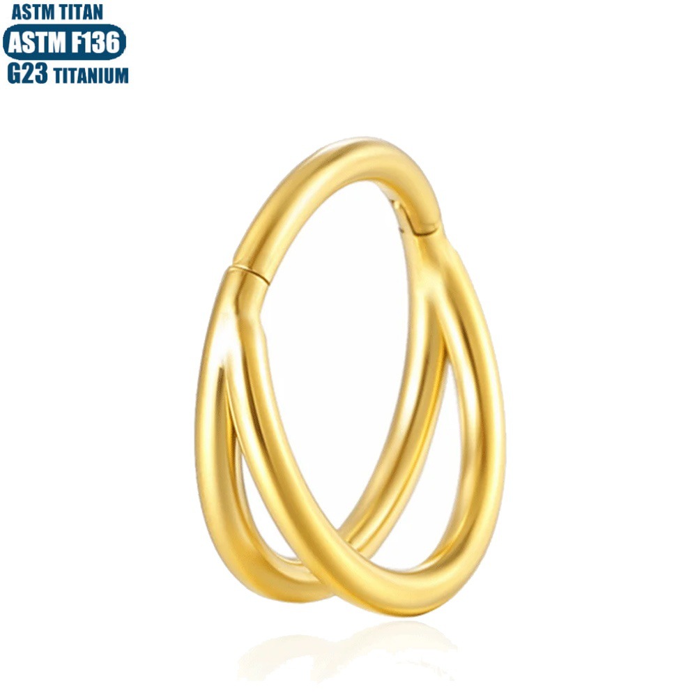 F136 Implant Grade Titanium Nose Ring Bifurcation Inlaid Zircon Seamless Ring Earrings Nose Piercing Jewelry detail image 16