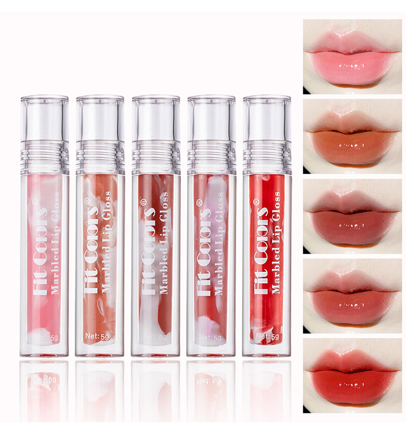 Fit Colors Marble Mirror Lip Gloss Water Essence Lip Mask Easy to Apply lip gloss undefined