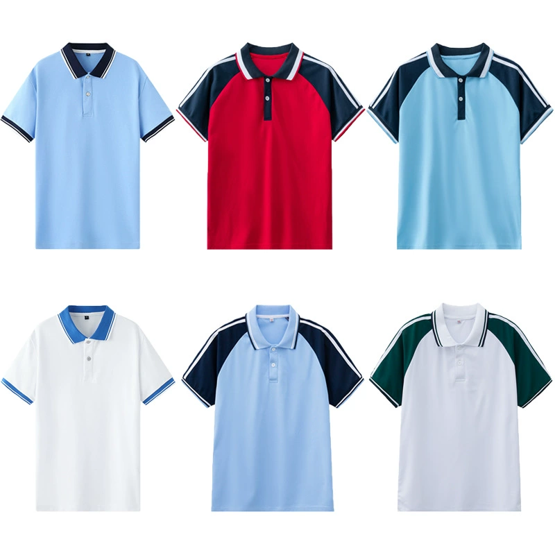 Летняя школьная форма для учащихся средней школы, рубашка-поло, футболка, школьная форма для средней школы, спортивная одежда для учащихся начальной школы, синие и белые брюки с короткими рукавами