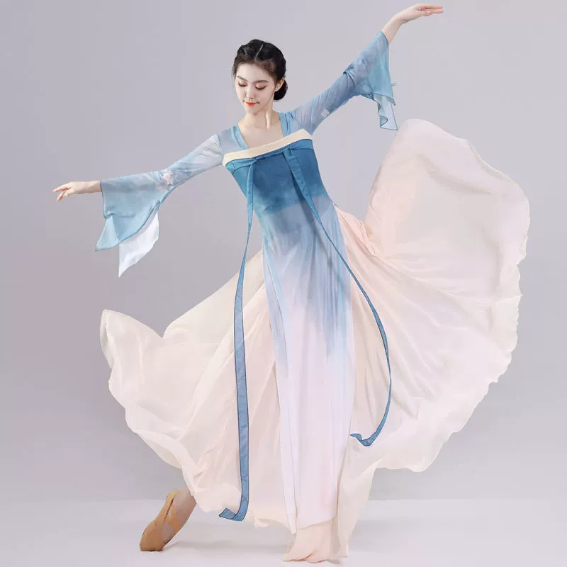 Классический танцевальный танцевальный костюм женский элегантный ханьский костюм с длинным поясом
