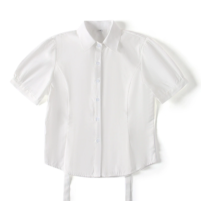 JK Униформа талии рубашка женская с коротким рукавом Оригинальная летняя рубашка в студенческом стиле с пышными рукавами белая рубашка JK костюм для женщин