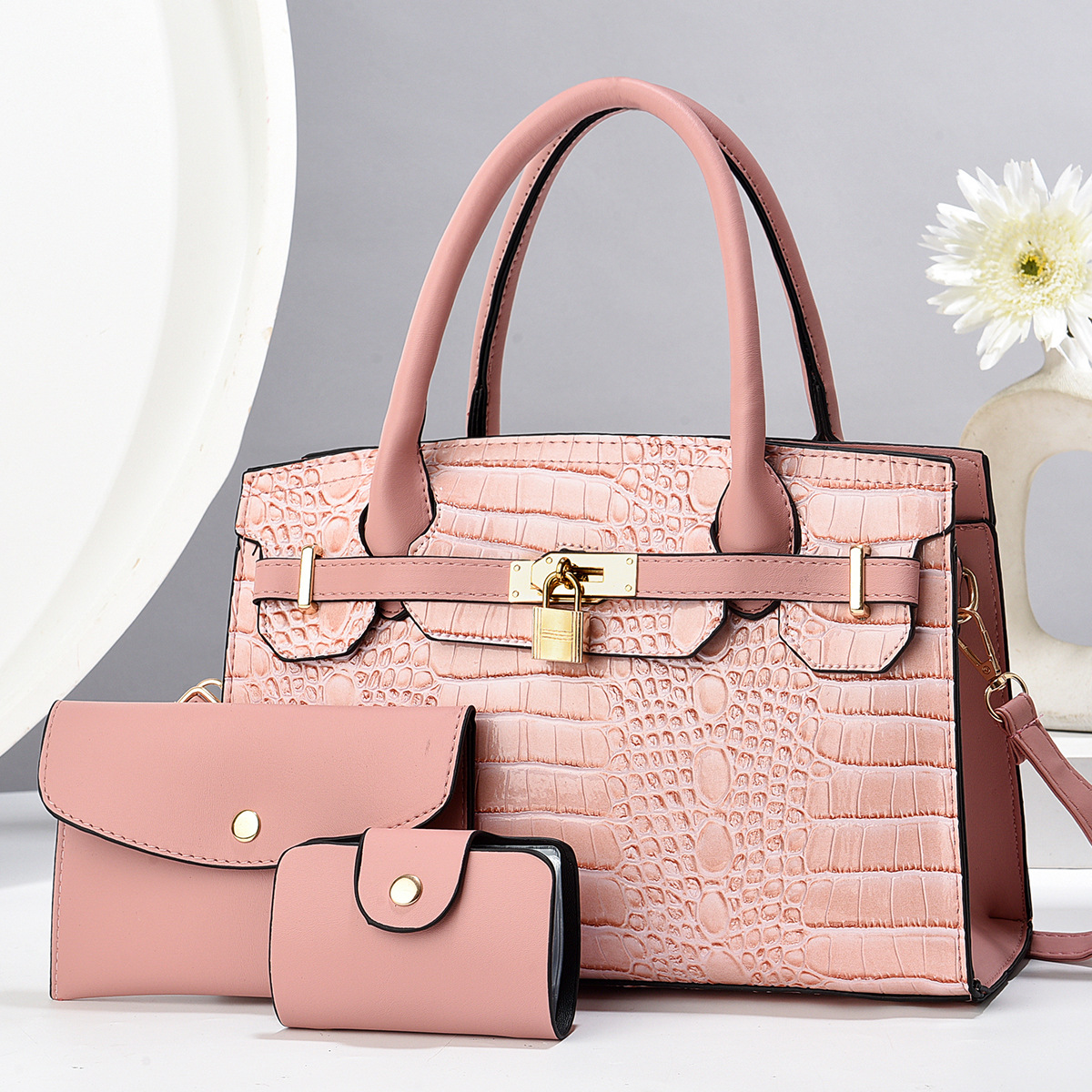 Taizhou bolso de mujer bolso de mano bolso de madre e hijo bolso de tres piezas con patrón de cocodrilo bolso de mensajero de un solo hombro bags