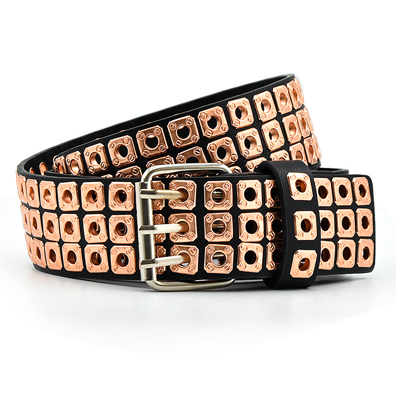 Holiday, Daily Occasion Retro Color Block Pu Leather Alloy Men's Leather Belts