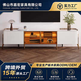 小户型家用实木电视柜时尚设计流线型竖条纹落地柜客厅柜储物柜子