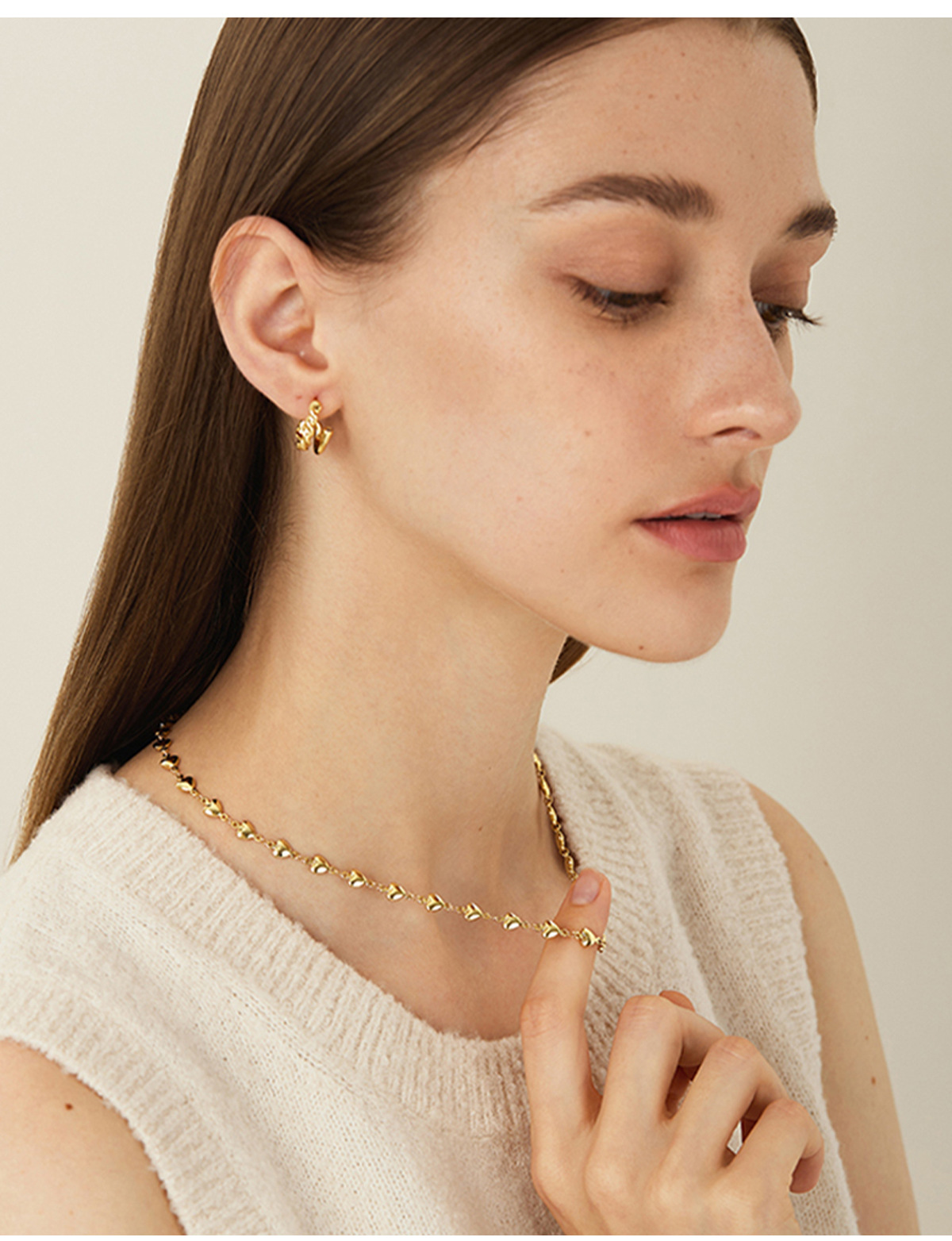 27g Weight Real Gold Plating Gold Plating Process Copper 18K Gold Plated White Gold Plated Heart Shape Necklace