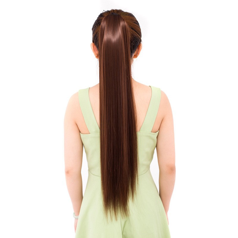 Peluca flexible de moda, cola de caballo, seda mate realista, peluca de pelo largo y liso, cola de caballo, cabello liso, cola de caballo, cola de caballo falsa