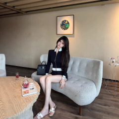 M900黑色针织开衫外套女2025新款早秋穿搭高级感长袖薄款百搭短款