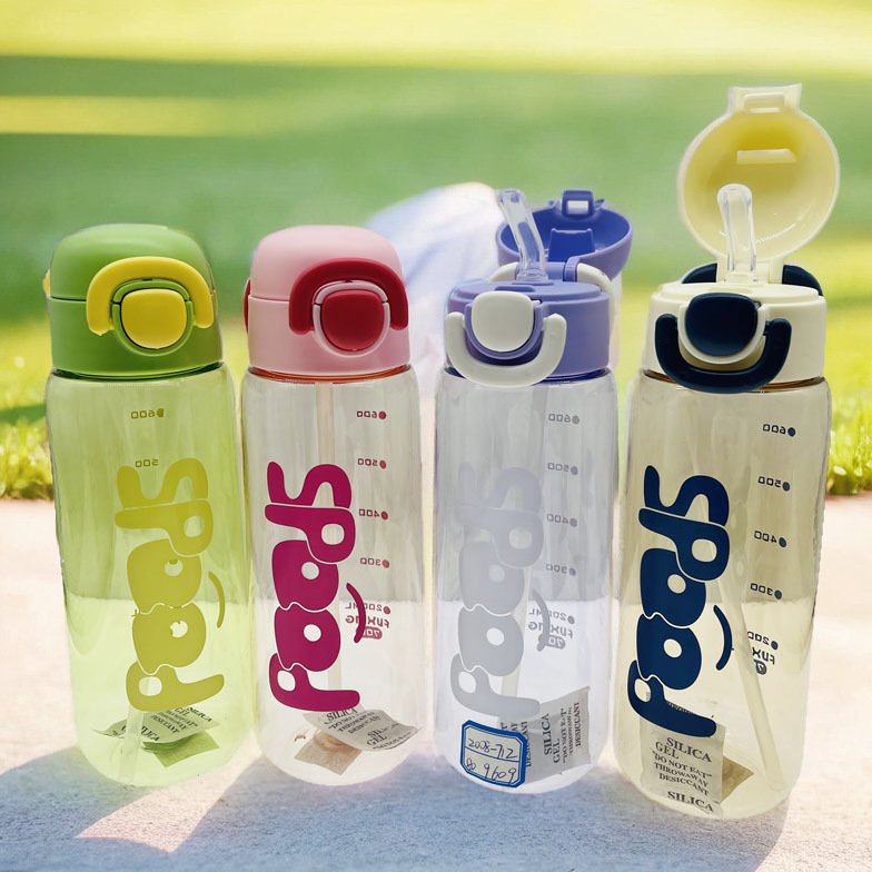 Jinshi 24 nuevo Inglés Neto Taza Roja 700ml Espacio Taza de plástico taza de la PC de plástico deportes Taza de paja al aire libre