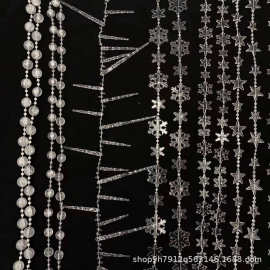 跨境新品 亚克力珠串冰柱雪花连线 圣诞节装饰装扮节日用品