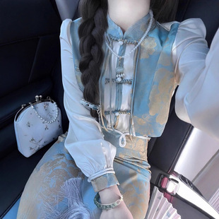 New Chinese Style National Style Suit, Artistic Zen Retro Top, Half Skirt, Two-Piece Set, Late Autumn Outfit and a Complete Set