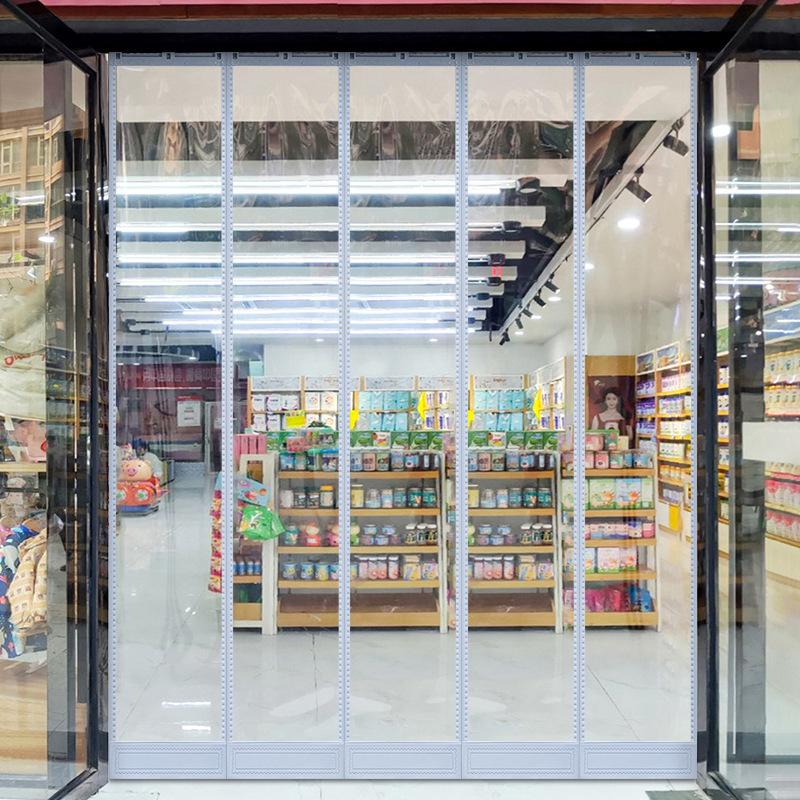 Summer Magnetic Self-priming Transparent Partition Air Conditioning Door Curtain Shop Commercial Dustproof Supermarket Door Windshield PVC Soft Curtain