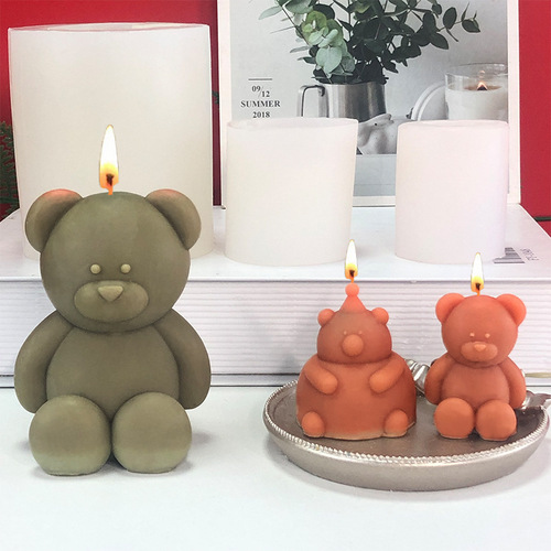 Cross-border fat bear bear candle silicone diy Korean aromatherapy gypsum glue cake decoration sitting bear mold
