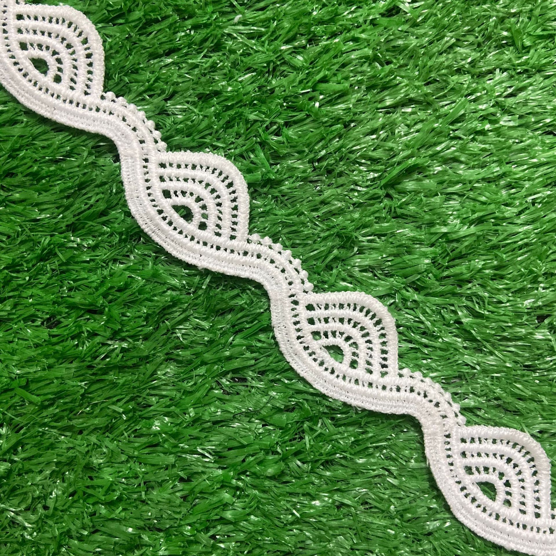 现货 水溶牛奶丝花边 亚马逊服装家居软饰窗帘电脑绣刺绣辅料条码